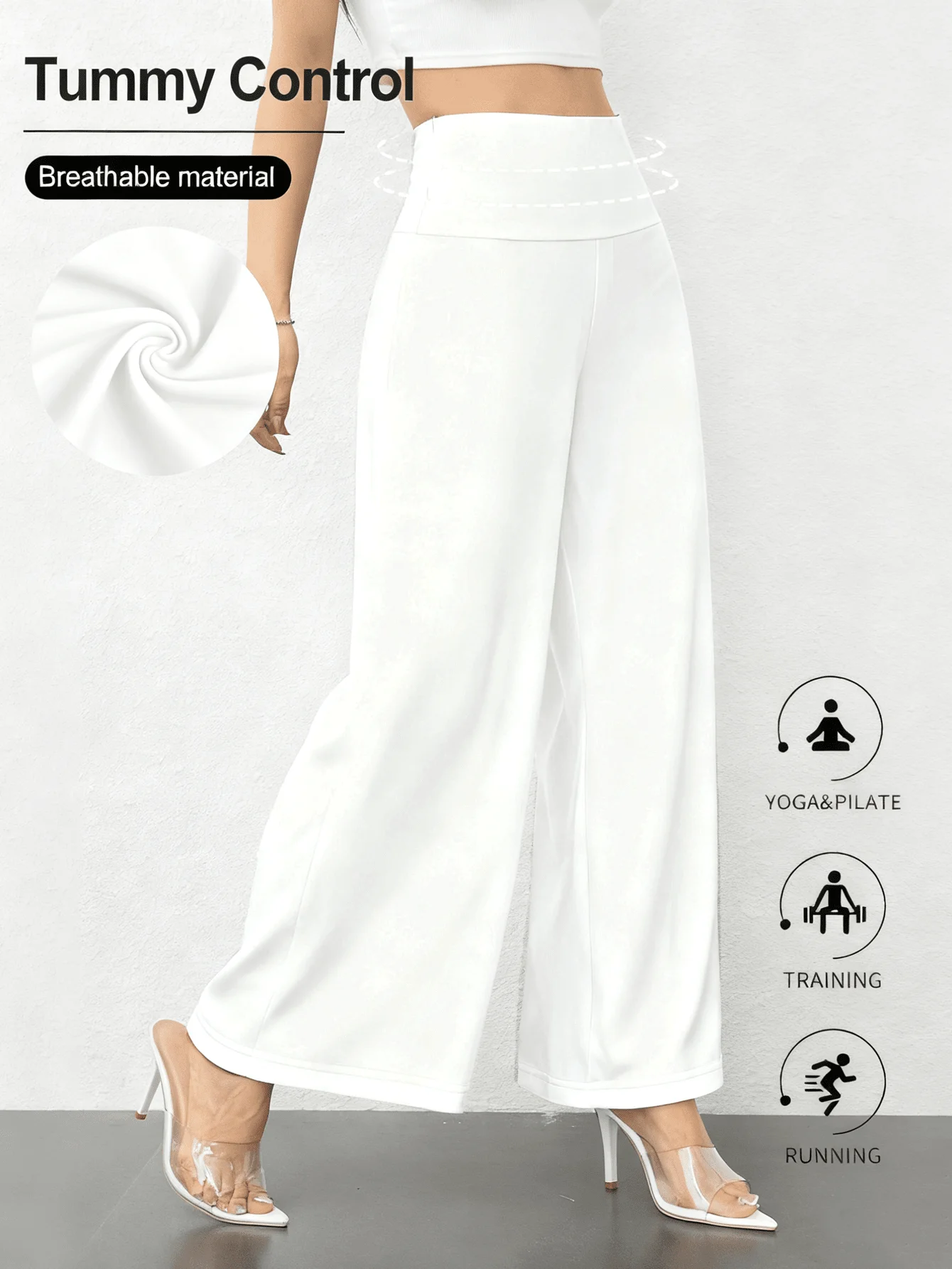 Womens High Waist Wide Leg Pants Breathable Stretch Fabric Solid White Trousers For Yoga Pilates Training Running
Womens High Waist Wide Leg Pants Breathable Stretch Fabric Solid White Trousers For Yoga Pilates Training Running
