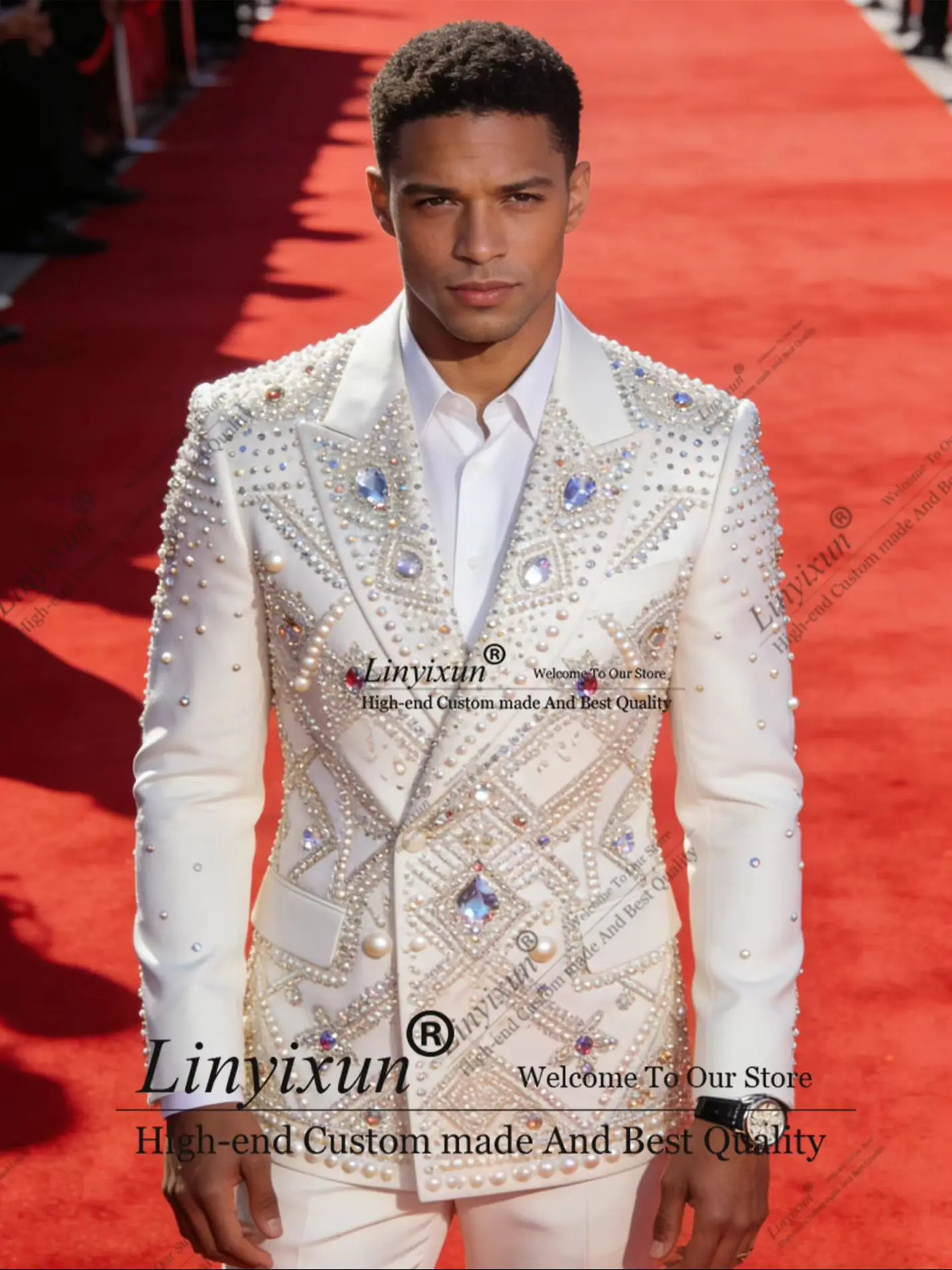 Luxury Rhinestone Crystal Men Suits Handsome Groom Tuxedos 2 Pieces Sets Male Party Prom Blazers Customized vestidos de novia
Luxury Rhinestone Crystal Men Suits Handsome Groom Tuxedos 2 Pieces Sets Male Party Prom Blazers Customized vestidos de novia