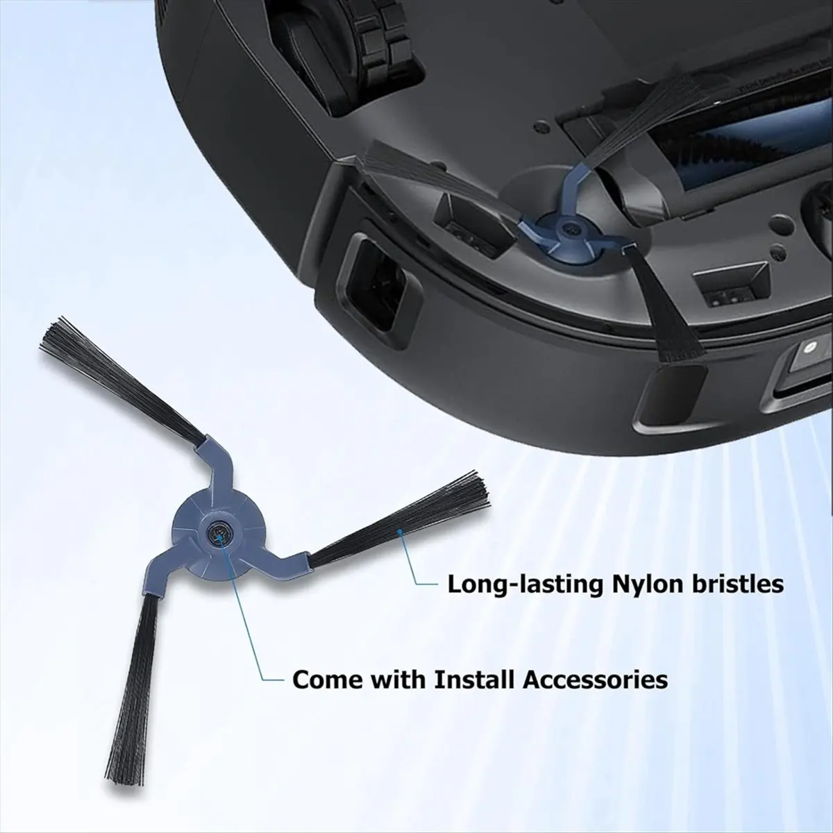 Запасные части для X10 Pro Omni: основная и боковые щетки, HEPA-фильтр, салфетка для влажной уборки, мешок для сбора пыли
Запасные части для X10 Pro Omni: основная и боковые щетки, HEPA-фильтр, салфетка для влажной уборки, мешок для сбора пыли