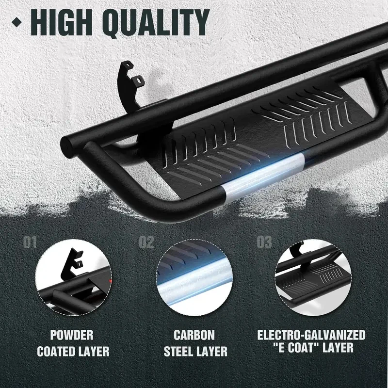 High Quality 2 Stairs Bolt On Side Steps Rails Fit 2019-2025 Supercrew Cab 4 Full Doors
High Quality 2 Stairs Bolt On Side Steps Rails Fit 2019-2025 Supercrew Cab 4 Full Doors