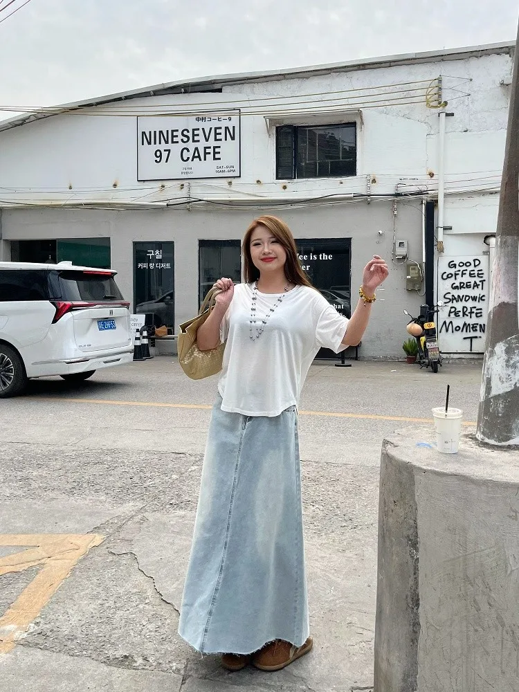 High Waist Flared Denim Skirt for plus Size Women Summer 2025 New Casual Style Cotton Blend A-Line Skirt Streetwear
High Waist Flared Denim Skirt for plus Size Women Summer 2025 New Casual Style Cotton Blend A-Line Skirt Streetwear