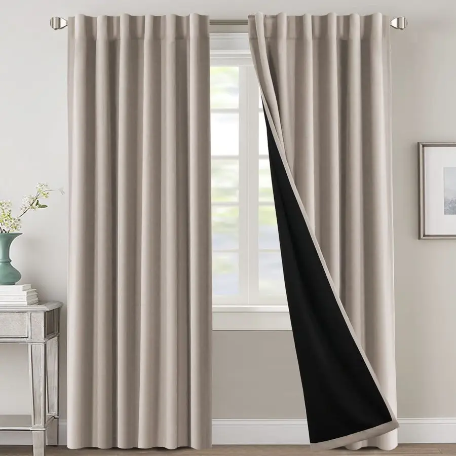 100 Blackout Curtains for Bedroom with Black Liner Full Room Darkening Curtains 96 Inch Long Thermal Insulated Back Tab Rod Pock
100 Blackout Curtains for Bedroom with Black Liner Full Room Darkening Curtains 96 Inch Long Thermal Insulated Back Tab Rod Pock