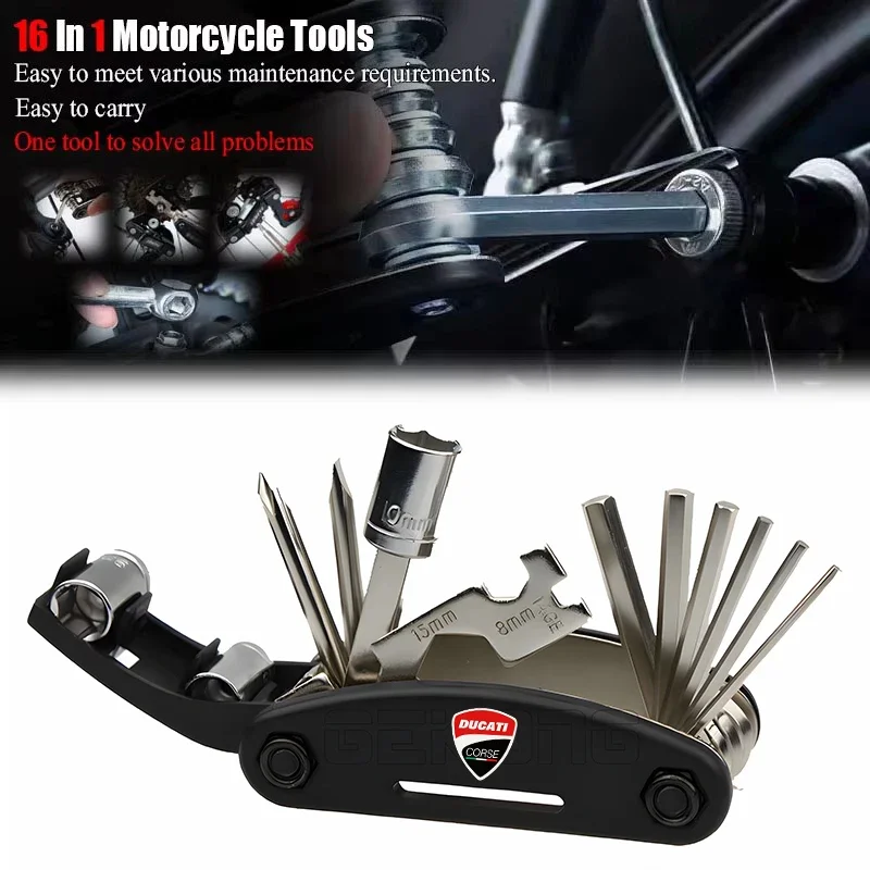 Многофункциональный портативный набор инструментов для ремонта Ducati 899 959 1198 1198S 1199 1299 Panigale V4 V4S V4R V2 Supersport S, набор отверток
Многофункциональный портативный набор инструментов для ремонта Ducati 899 959 1198 1198S 1199 1299 Panigale V4 V4S V4R V2 Supersport S, набор отверток