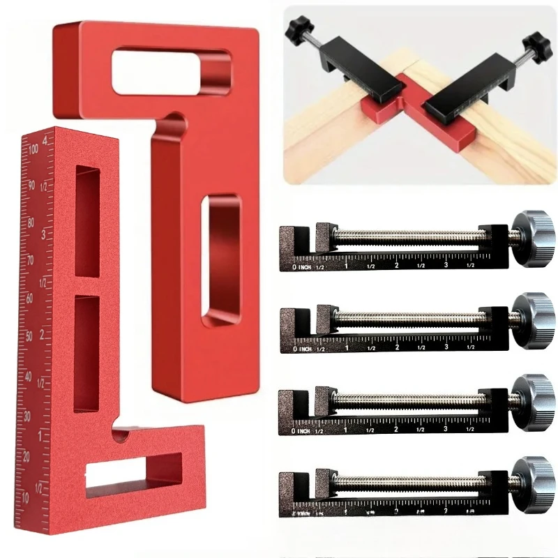 Aluminum alloy woodworking G-shaped fixed clip square ruler 6-piece set Woodworking angle clip positioner 90 degrees metric sq
Aluminum alloy woodworking G-shaped fixed clip square ruler 6-piece set Woodworking angle clip positioner 90 degrees metric sq