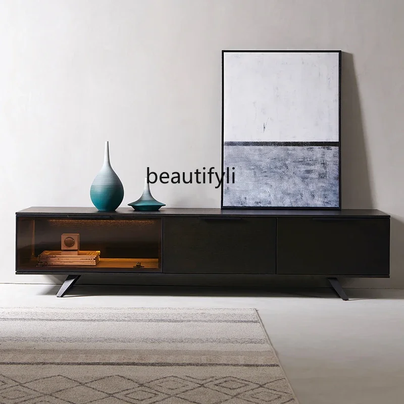Italian TV Cabinet with Light Small Apartment Solid Wood Low Cabinet Black Floor Cabinet Living Room Furniture
Italian TV Cabinet with Light Small Apartment Solid Wood Low Cabinet Black Floor Cabinet Living Room Furniture