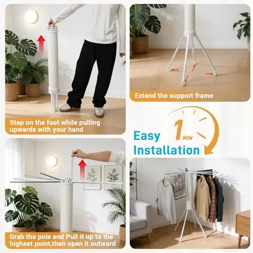 16-Arm Collapsible Tripod Laundry Drying Rack With Wheels For Balcony Bedroom Apartment Use
16-Arm Collapsible Tripod Laundry Drying Rack With Wheels For Balcony Bedroom Apartment Use