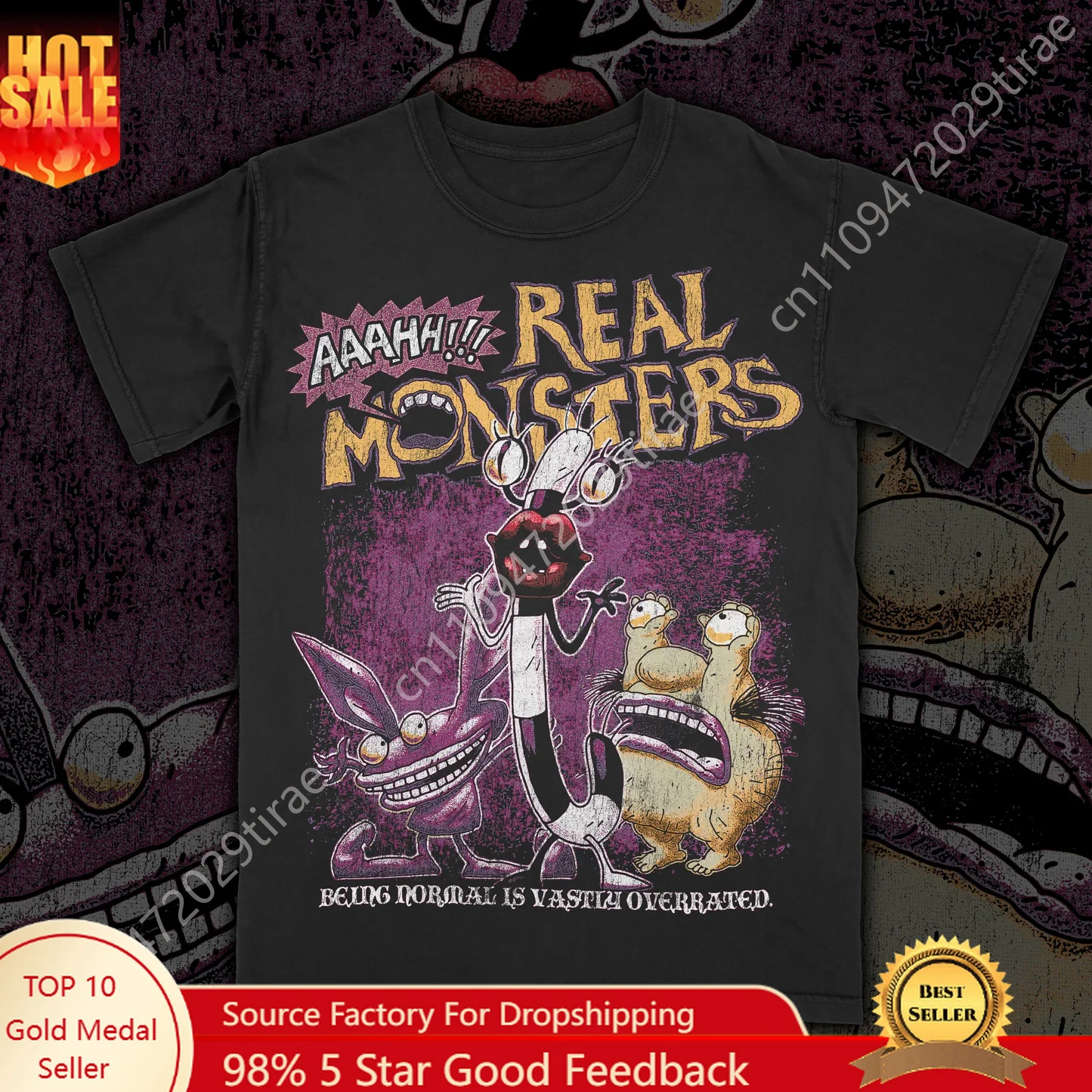 AHH! Real Monsters Printed Short Sleeved Men Women Summer Pure Cotton Comfortable Loose and Fashionable Round Neck T-shirt Top
AHH! Real Monsters Printed Short Sleeved Men Women Summer Pure Cotton Comfortable Loose and Fashionable Round Neck T-shirt Top