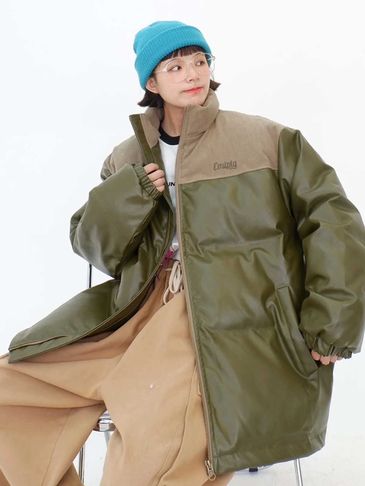 Spliced PU leather cotton COATS for women's 2023 winter new Korean version loose bf couple warm jacketS
Spliced PU leather cotton COATS for women's 2023 winter new Korean version loose bf couple warm jacketS