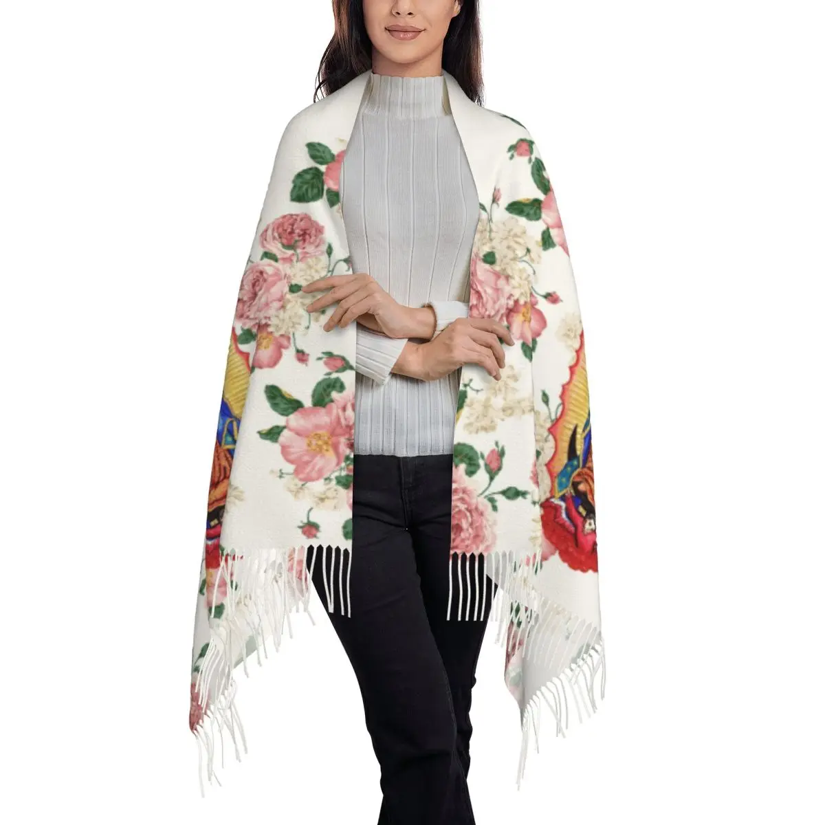 Custom Virgin Of Guadalupe Tassel Scarf Women Winter Warm Shawls Wraps Female Mexico Catholic Virgin Mary Scarves
Custom Virgin Of Guadalupe Tassel Scarf Women Winter Warm Shawls Wraps Female Mexico Catholic Virgin Mary Scarves
