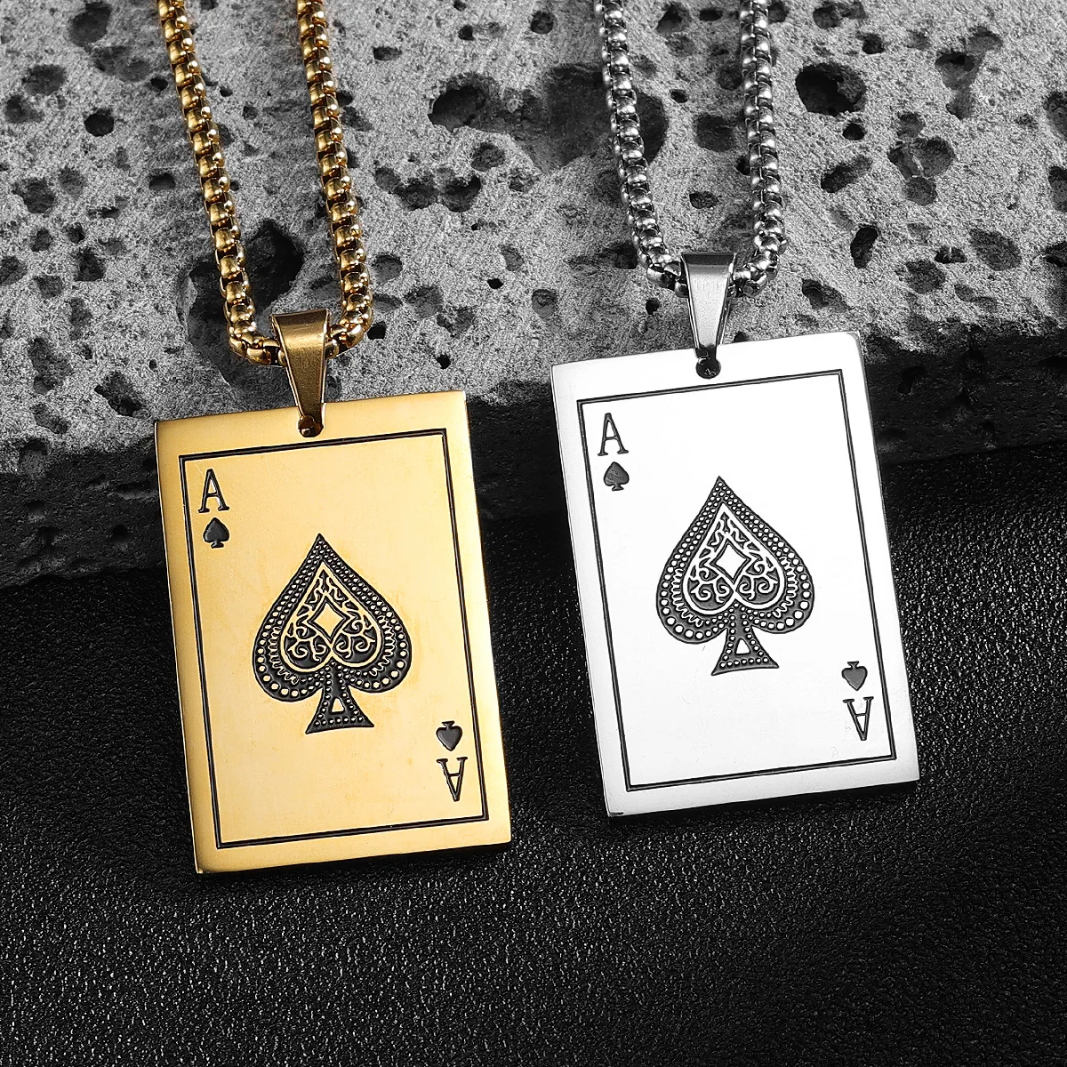 ACE Poker Lucky Men Necklaces With Pendant Stainless Steel Jewelry For Male Women Punk Hip Hop Accessories Gifts Wholesale
ACE Poker Lucky Men Necklaces With Pendant Stainless Steel Jewelry For Male Women Punk Hip Hop Accessories Gifts Wholesale
