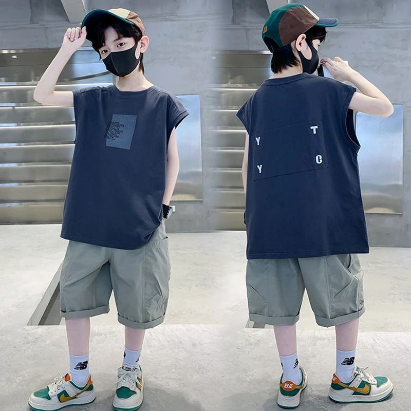 Elegant Child Summer Suit Sleeveless Tank Top and Bottom Clothes Set for Tweens Boy Casual Vest + Shorts Two Piece Clothing Set
Elegant Child Summer Suit Sleeveless Tank Top and Bottom Clothes Set for Tweens Boy Casual Vest + Shorts Two Piece Clothing Set