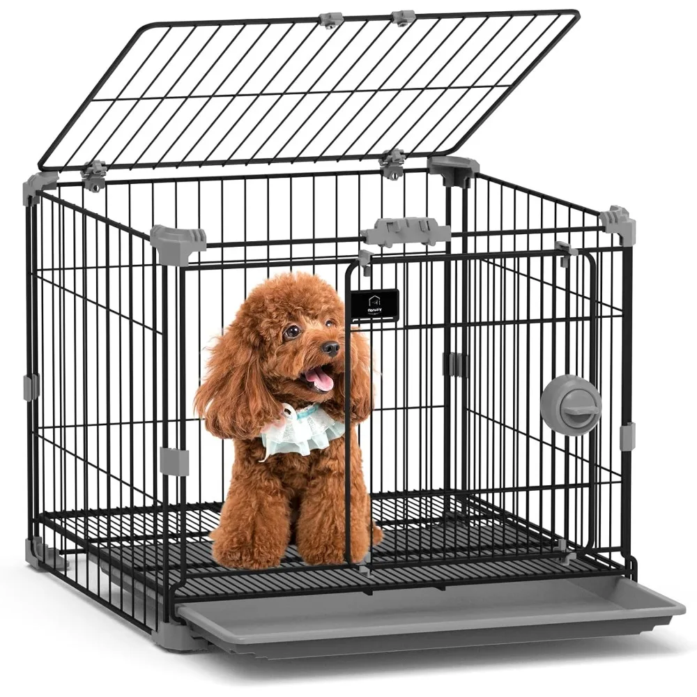 Dog Crate for Small Dogs Under 25lbs,24 inch Black Thick Metal Dog Kennel Indoor Wire Cage with Double Door and Removable Tray
Dog Crate for Small Dogs Under 25lbs,24 inch Black Thick Metal Dog Kennel Indoor Wire Cage with Double Door and Removable Tray