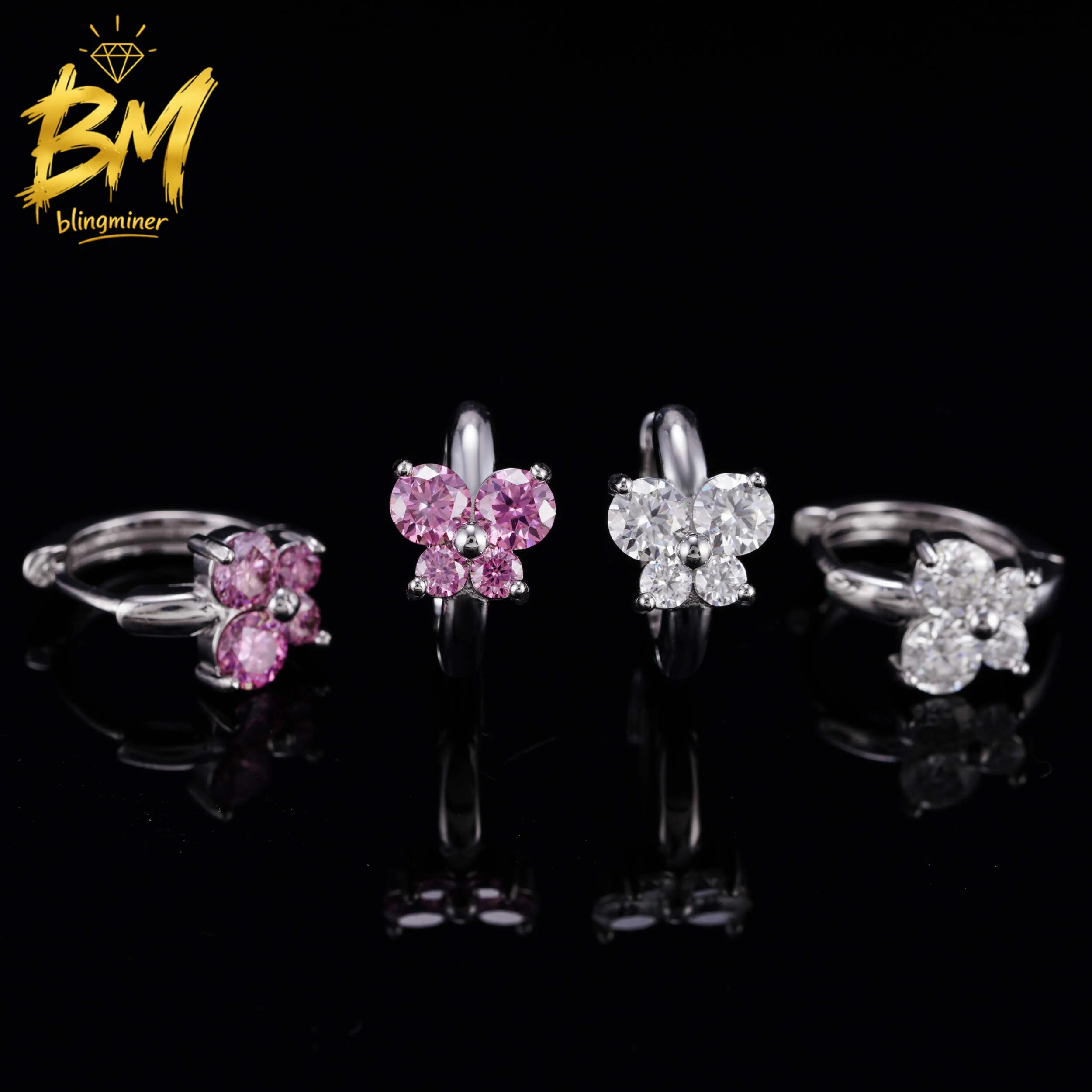 New European and American cross-border design, pure silver earrings with D-color moissanite, popular butterfly style, simple and
New European and American cross-border design, pure silver earrings with D-color moissanite, popular butterfly style, simple and
