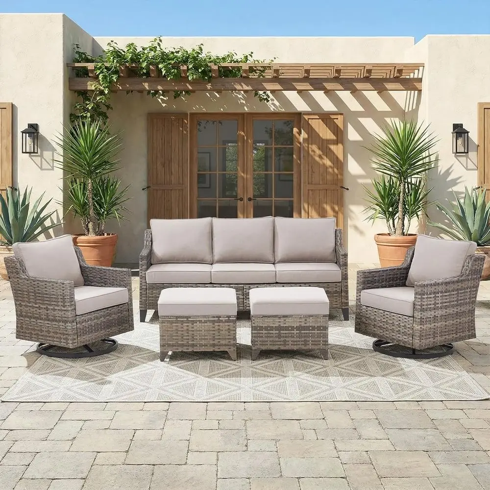 Patio Wicker Swivel Rocker Patio Chairs with 3-Seater Soa, Outdoor Rattan Chairs or Deck Porch Garden, 5 Piece Patio Contion urn
Patio Wicker Swivel Rocker Patio Chairs with 3-Seater Soa, Outdoor Rattan Chairs or Deck Porch Garden, 5 Piece Patio Contion urn