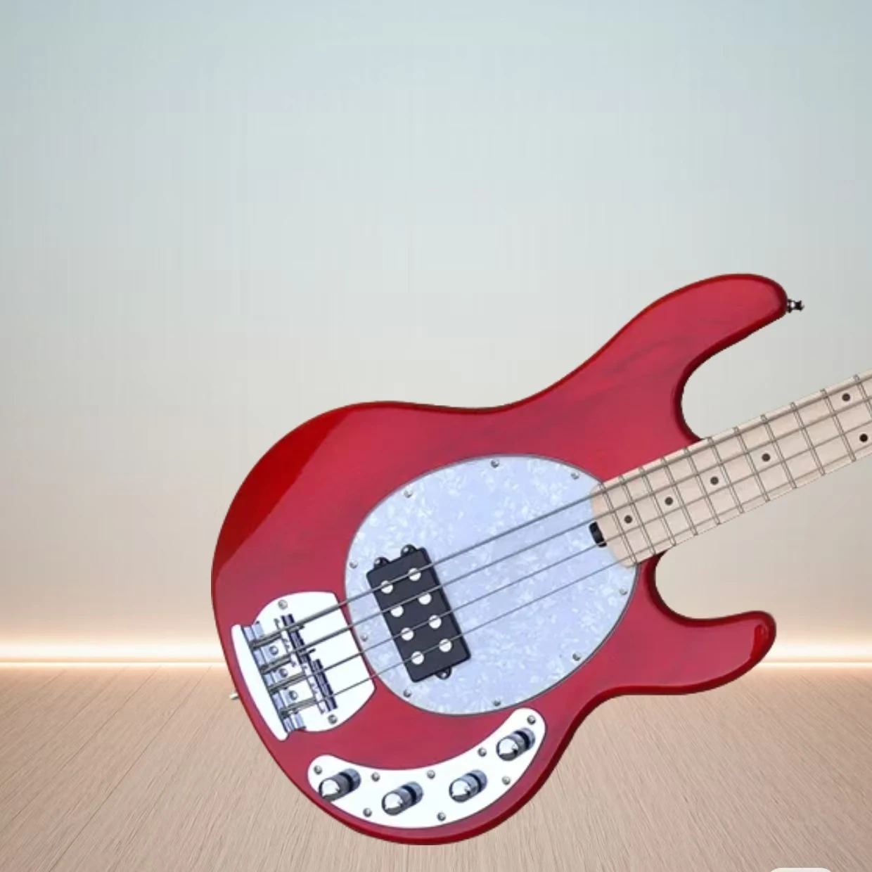 Bass guitar 4-string electric bass with white Pickguard- red body, active pickup
Bass guitar 4-string electric bass with white Pickguard- red body, active pickup