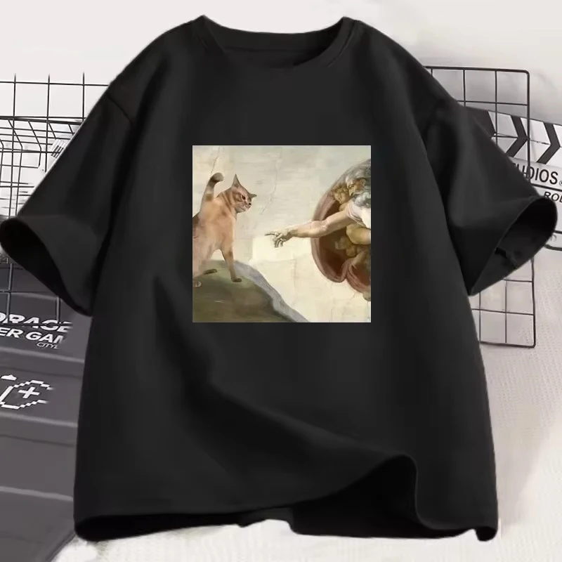 Humorous Cat and Adam Creation Parody Graphic Men Woman T-Shirts Summer Loose Casual Hip-hop Unisex Tees Harajuku Clothing Tops
Humorous Cat and Adam Creation Parody Graphic Men Woman T-Shirts Summer Loose Casual Hip-hop Unisex Tees Harajuku Clothing Tops