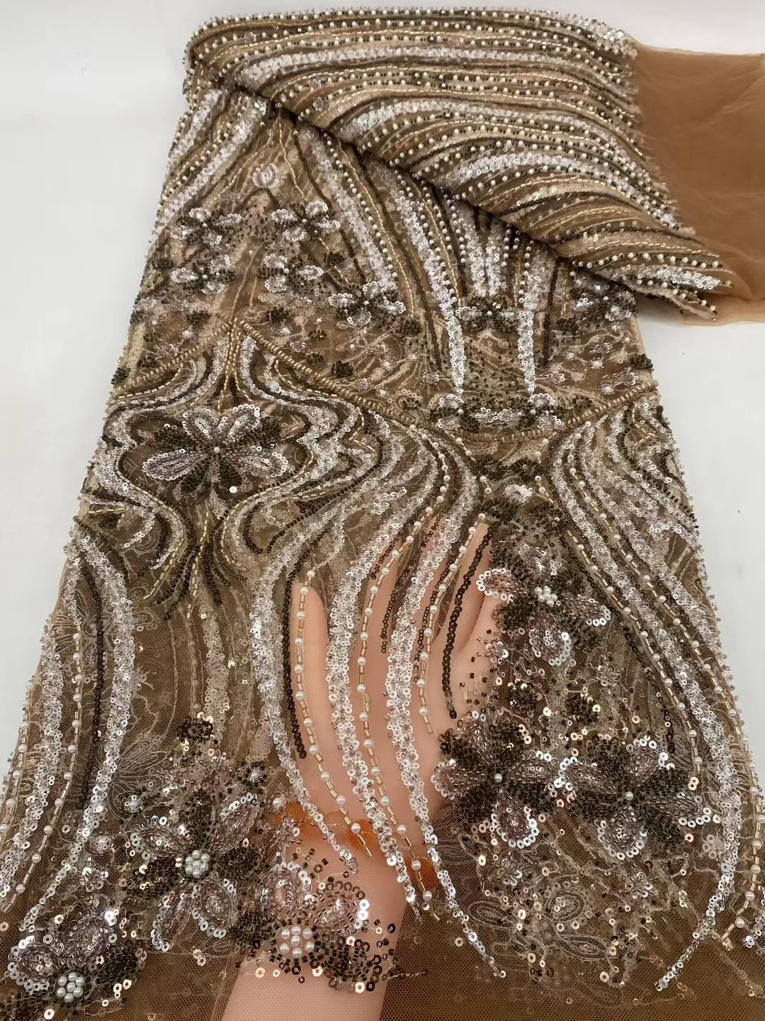African Lace Rhinestone Beaded Fabric Nigerian French Mesh Fabrics Lace High Quality 2025 for Women Wedding Dresses
African Lace Rhinestone Beaded Fabric Nigerian French Mesh Fabrics Lace High Quality 2025 for Women Wedding Dresses