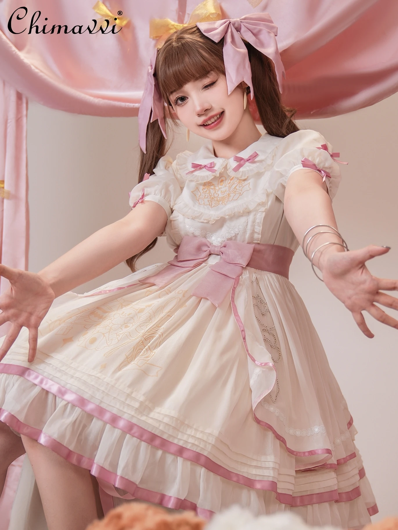 Sweet Lolita Dress 2024 Summer New Fashion Peter Pan Collar Short Sleeve High Waist Slimming Short Elegant Ladies Y2k Dresses
Sweet Lolita Dress 2024 Summer New Fashion Peter Pan Collar Short Sleeve High Waist Slimming Short Elegant Ladies Y2k Dresses