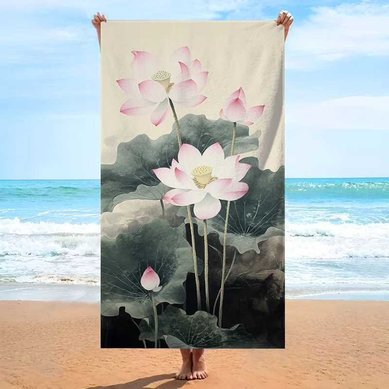Пляжное полотенце Pink Lotus, в стиле китайской тушевой живописи, с акварельным цветочным рисунком, быстросохнущее, из микрофибры, без песка, идеально для летних путешествий
Пляжное полотенце Pink Lotus, в стиле китайской тушевой живописи, с акварельным цветочным рисунком, быстросохнущее, из микрофибры, без песка, идеально для летних путешествий