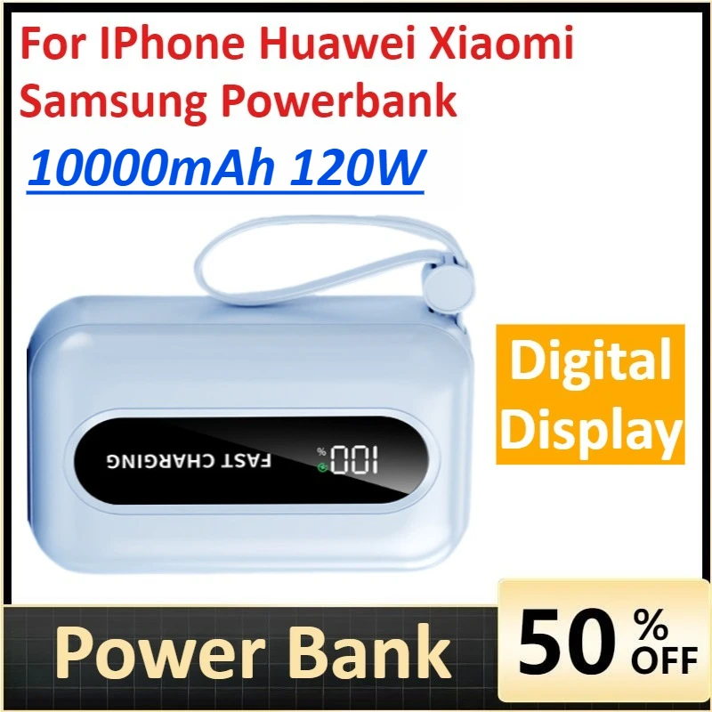 Power Bank 10000mAh 120W Fast Charging for IPhone Huawei Xiaomi Samsung Powerbank
Power Bank 10000mAh 120W Fast Charging for IPhone Huawei Xiaomi Samsung Powerbank