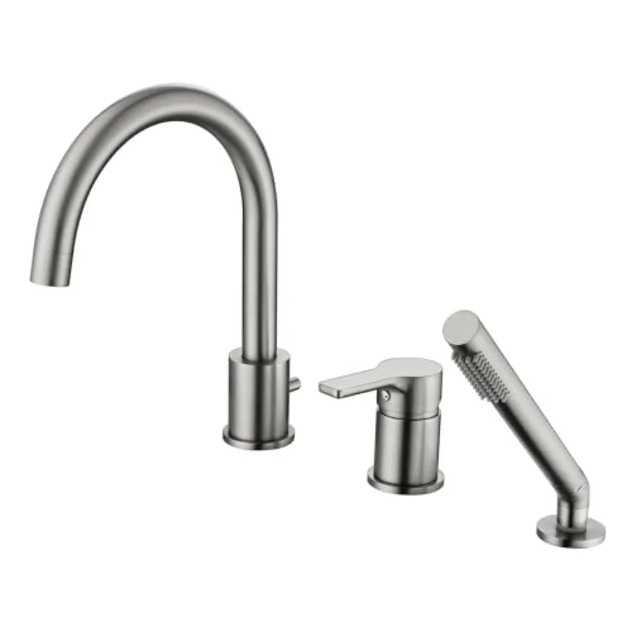 Смеситель для ванны Roman Tub из матового никеля с ручным душем-лейкой
Смеситель для ванны Roman Tub из матового никеля с ручным душем-лейкой