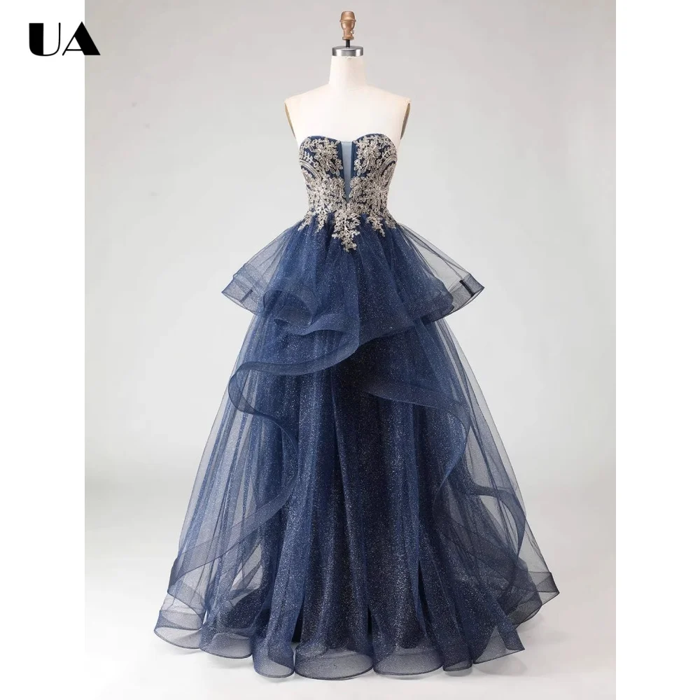 ULBYANRY Customized Mesh Ruffled Evening Dresses for Women, Exquisite Appliques Party Dress, Elegant Sweetheart Neck Ball Gown
ULBYANRY Customized Mesh Ruffled Evening Dresses for Women, Exquisite Appliques Party Dress, Elegant Sweetheart Neck Ball Gown