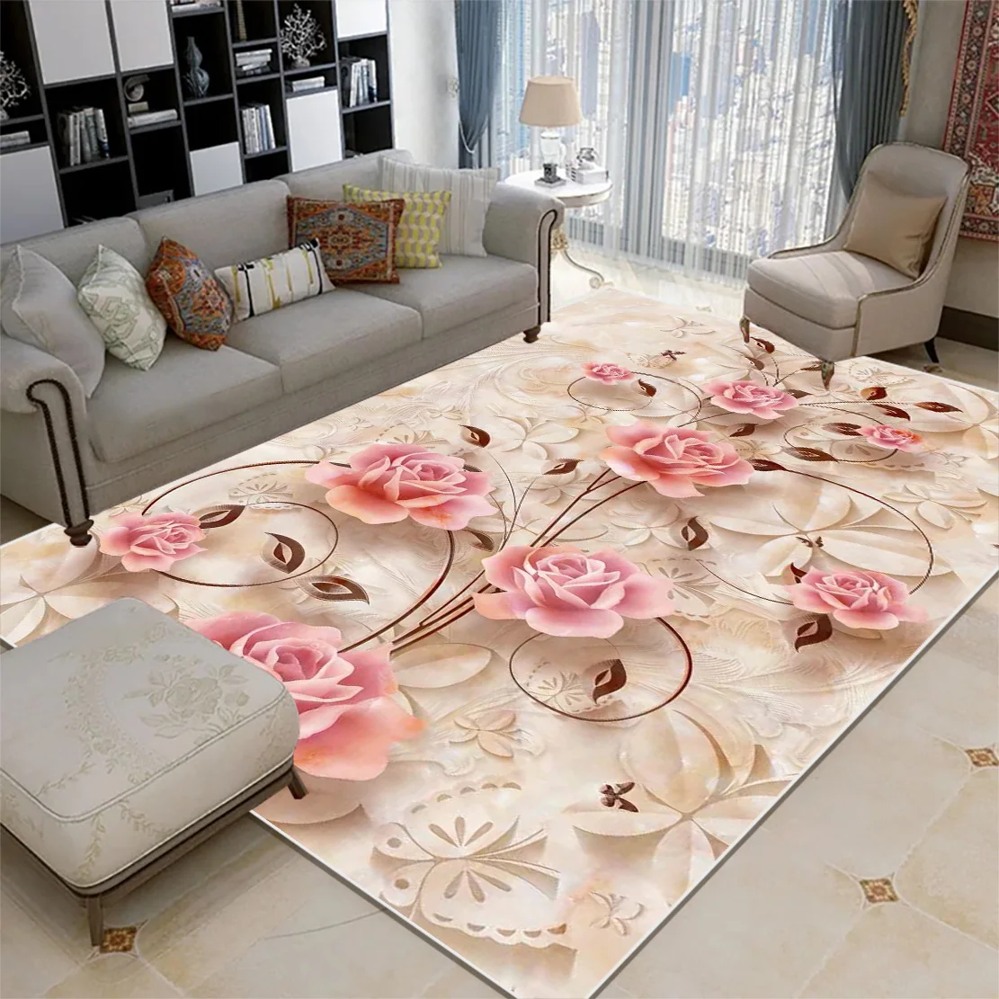 Modern Style Pink Rose Carpets Living Room Decoration Carpet Girl Bedroom Bedside Bay Window Non-slip Rug Washable Floor Mat
Modern Style Pink Rose Carpets Living Room Decoration Carpet Girl Bedroom Bedside Bay Window Non-slip Rug Washable Floor Mat