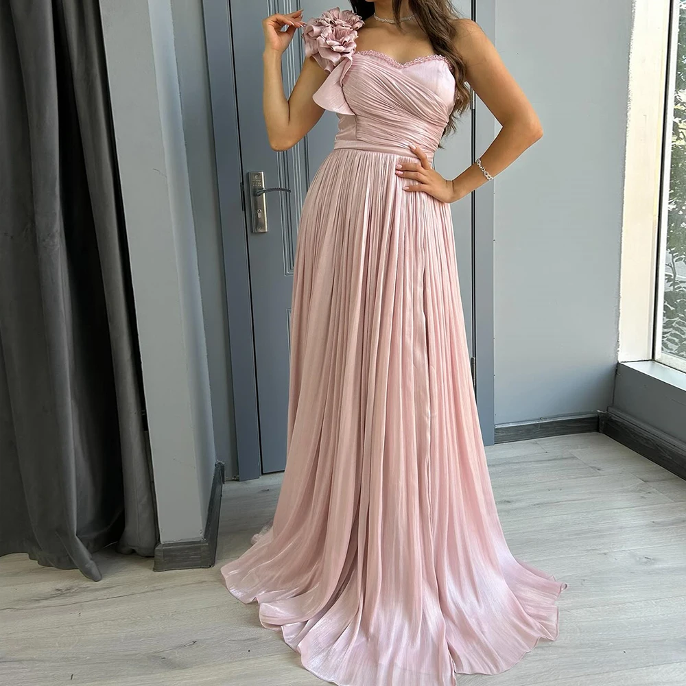 Customized A-line Evening Dresses Floor-length One-shoulder Sleeveless Prom Gown Fashion Flowers Draped Backless Party Gown
Customized A-line Evening Dresses Floor-length One-shoulder Sleeveless Prom Gown Fashion Flowers Draped Backless Party Gown