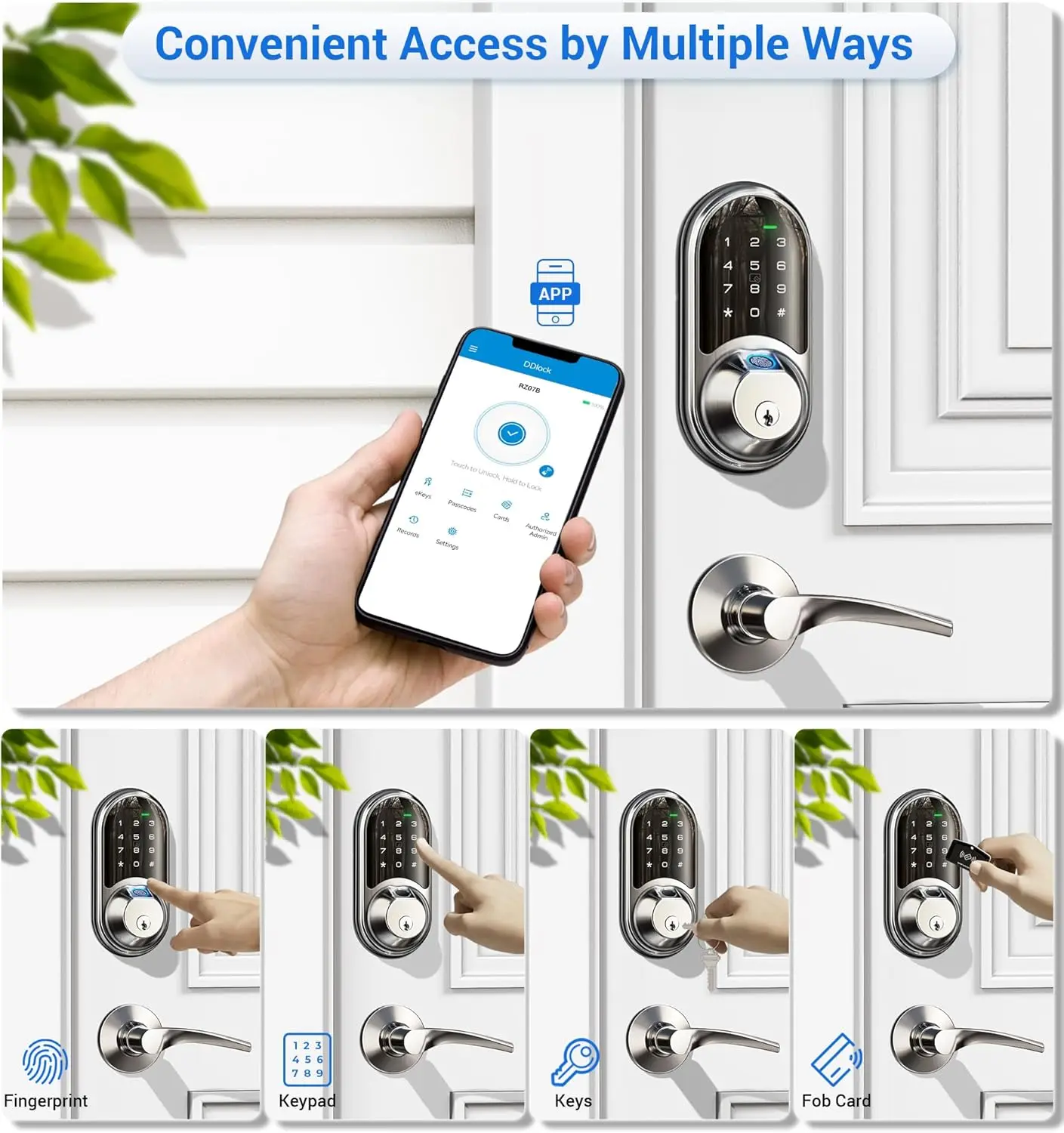 RZ07B Smart Locks for Front Door, 2 Lever Handles, Fingerprint Keyless Entry, App Control Biometric Door Lock Set
RZ07B Smart Locks for Front Door, 2 Lever Handles, Fingerprint Keyless Entry, App Control Biometric Door Lock Set