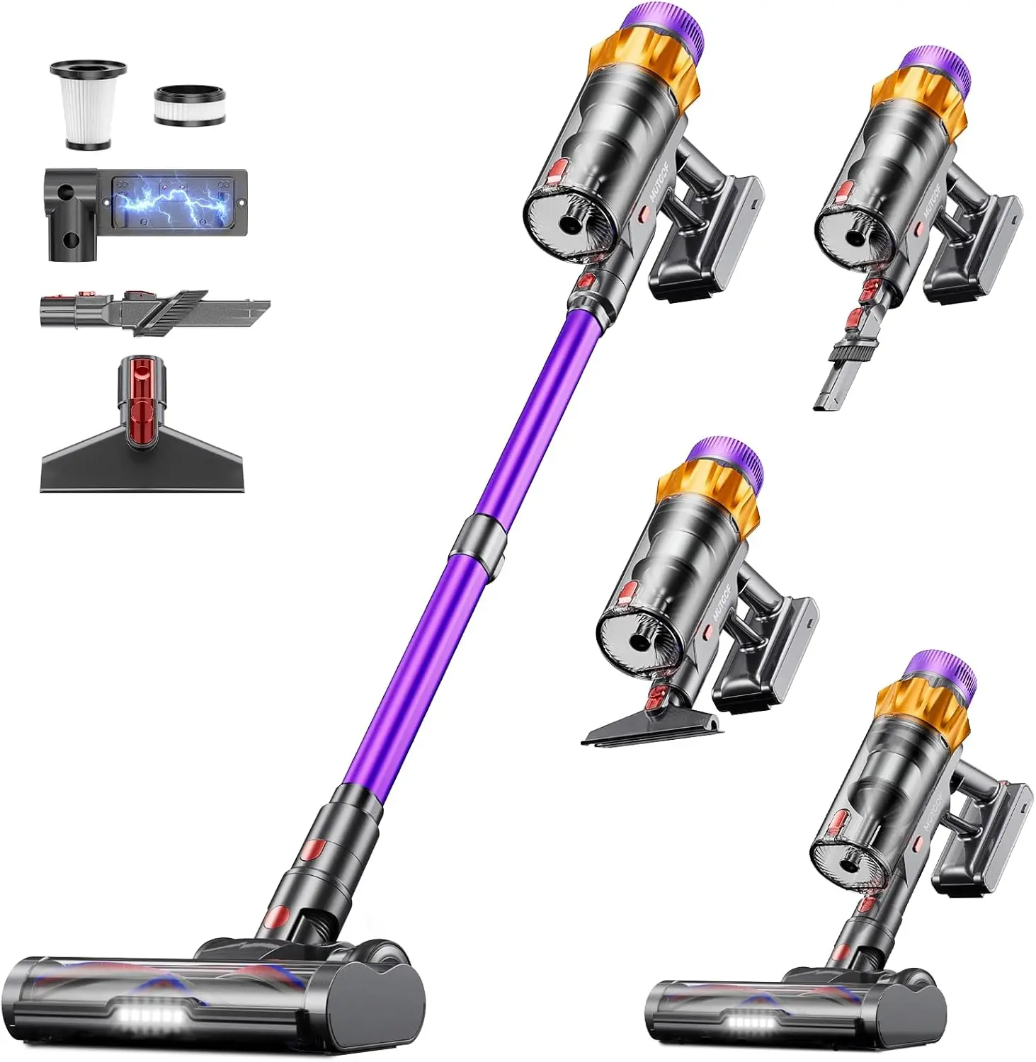 Cordless Vacuum Cleaner with 55KPa Suction, 70-Min Battery, Wall Mount Dock for Pet Hair and Carpets
Cordless Vacuum Cleaner with 55KPa Suction, 70-Min Battery, Wall Mount Dock for Pet Hair and Carpets