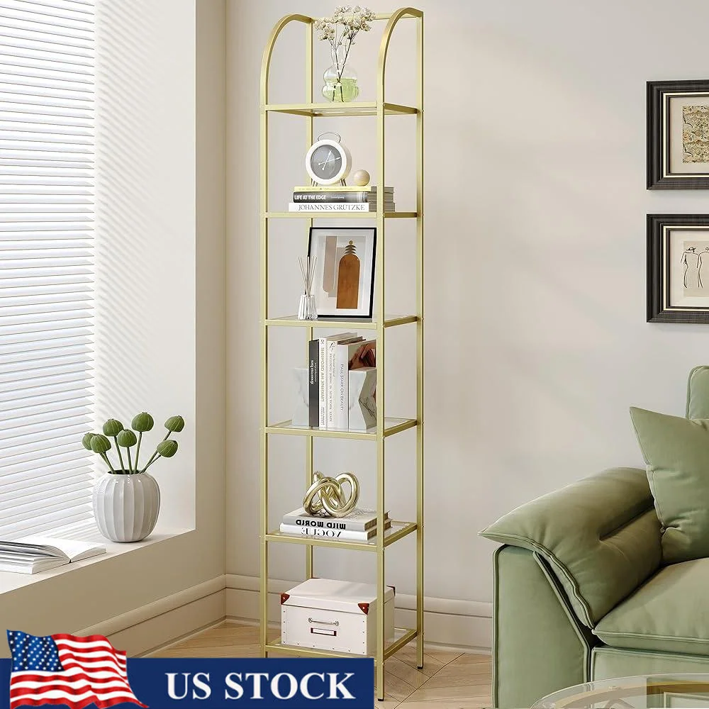 6-Tier Tempered Glass Bookcase Slim Storage Rack Steel Frame Space Saving Shelving Unit Bedroom Home Office Bathroom
6-Tier Tempered Glass Bookcase Slim Storage Rack Steel Frame Space Saving Shelving Unit Bedroom Home Office Bathroom