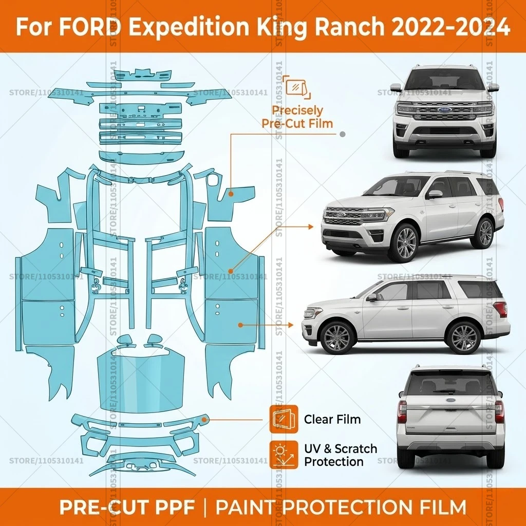 Pre-Cut Paint Protection Film PPF Transparent Bumper Protector Automotive Bra Car Film For Ford Expedition King Ranch 2022-2024
Pre-Cut Paint Protection Film PPF Transparent Bumper Protector Automotive Bra Car Film For Ford Expedition King Ranch 2022-2024