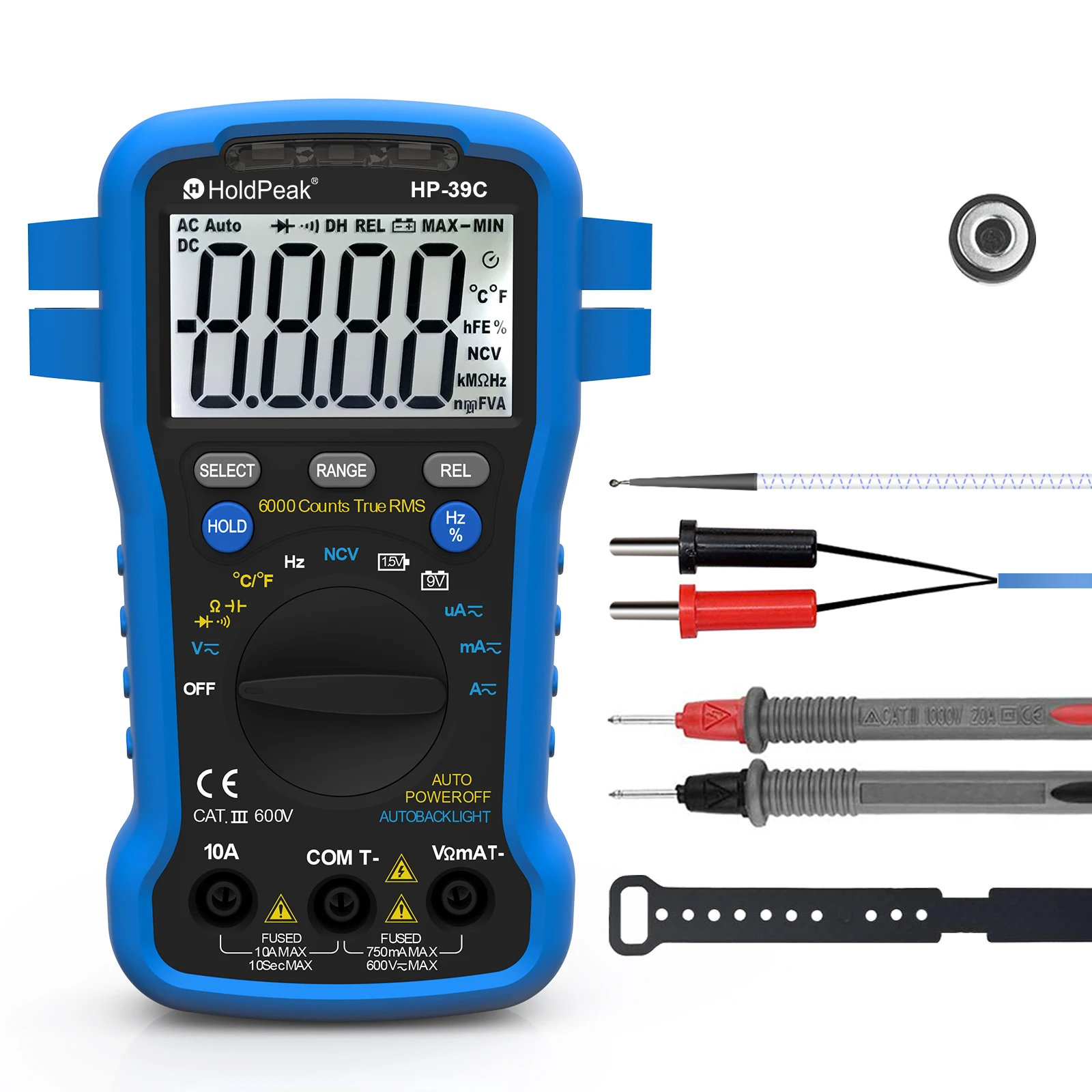 HP-39C Digital Multimeter- 6000 Counts TRMS Auto Ranging Voltmeter for AC/DC Voltage, Amperage, Ohm, Capacitance & Temperature
HP-39C Digital Multimeter- 6000 Counts TRMS Auto Ranging Voltmeter for AC/DC Voltage, Amperage, Ohm, Capacitance & Temperature