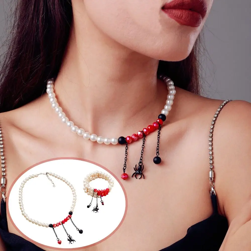 Blood Drop Spider Pendant Necklace Pearl Beaded Multilayer Halloween Necklace Bracelet Tassel Choker Halloween Jewelry Set
Blood Drop Spider Pendant Necklace Pearl Beaded Multilayer Halloween Necklace Bracelet Tassel Choker Halloween Jewelry Set
