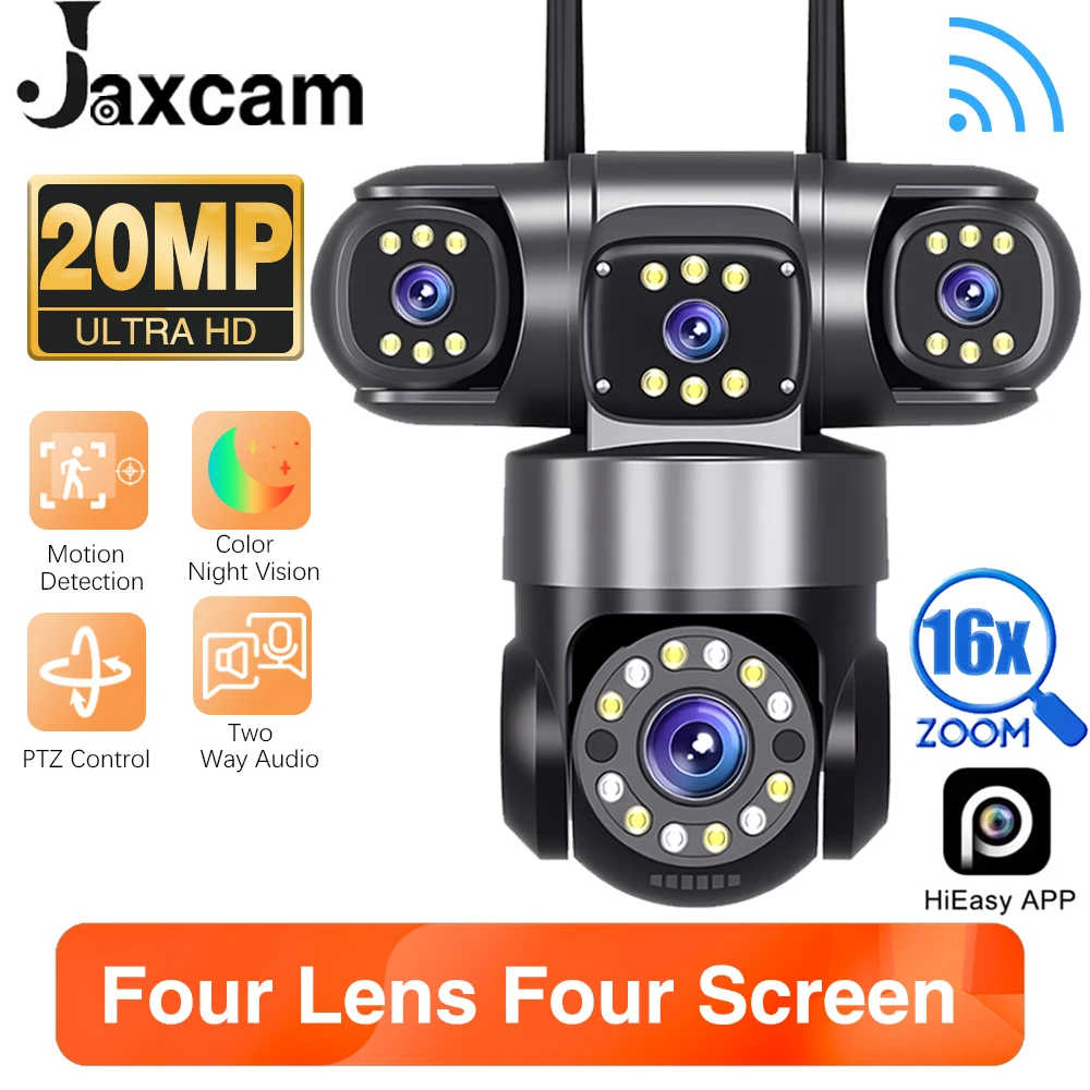 10K 20MP WIFI Camera HD Four Screens Four Lens Security Camera with 16X Zoom PTZ Color Night Vision Auto-Tracking Waterproof
10K 20MP WIFI Camera HD Four Screens Four Lens Security Camera with 16X Zoom PTZ Color Night Vision Auto-Tracking Waterproof
