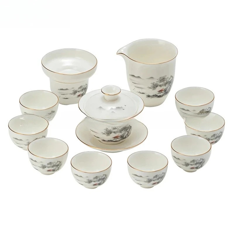 Kung Fu tea set, teapot, teacup, a complete set of suet jade white porcelain business tea set, gift accompaniment
Kung Fu tea set, teapot, teacup, a complete set of suet jade white porcelain business tea set, gift accompaniment