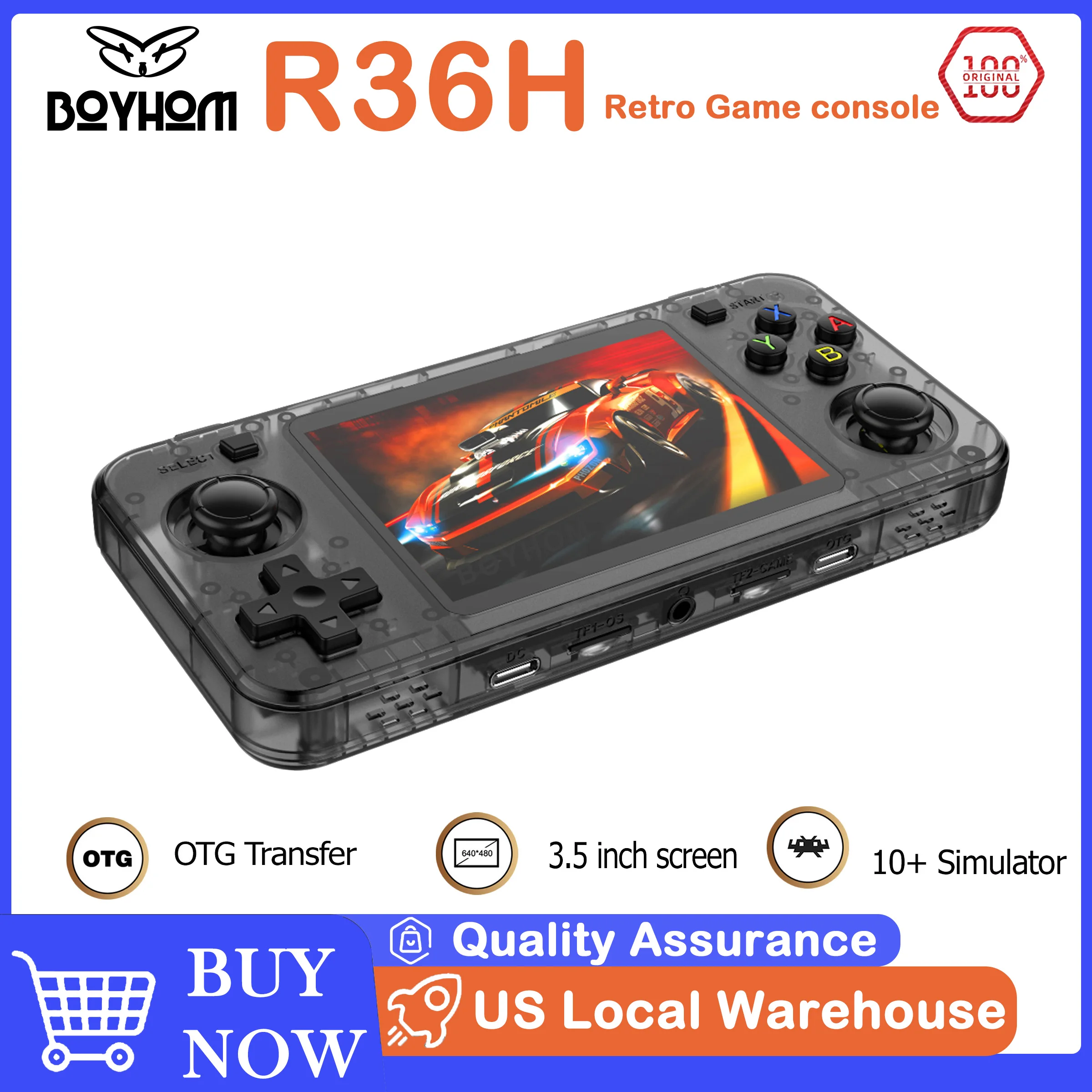 BOYHOM R36H Retro Handheld Game Console Horizontal Console with 2 Joysticks 3000mAh Battery 3.5 Inch IPS 64G 15000+ Game
BOYHOM R36H Retro Handheld Game Console Horizontal Console with 2 Joysticks 3000mAh Battery 3.5 Inch IPS 64G 15000+ Game