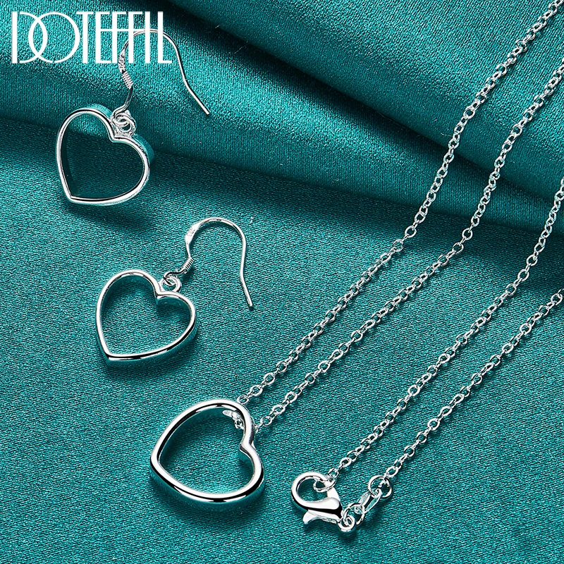DOTEFFIL 2pcs 925 Sterling Silver Heart Necklace Earring Set For Women Man Wedding Engagement Party Jewelry
DOTEFFIL 2pcs 925 Sterling Silver Heart Necklace Earring Set For Women Man Wedding Engagement Party Jewelry