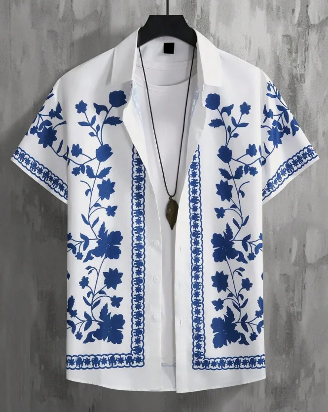 Summer 3D Printed Blue And White Porcelain Style Short-sleeved Shirt For Men Women Casual Fresh Lapel Tops Oversized Clothing
Summer 3D Printed Blue And White Porcelain Style Short-sleeved Shirt For Men Women Casual Fresh Lapel Tops Oversized Clothing