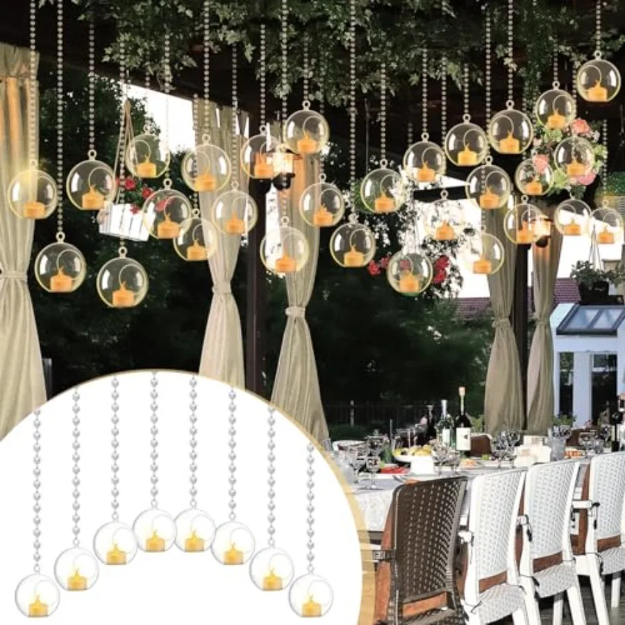 75 Pcs Wedding Hanging Acrylic Globe Tealight Candle Holder 3.15" with Crystal Garland LED Candles for for Indoor Outdoor Backy
75 Pcs Wedding Hanging Acrylic Globe Tealight Candle Holder 3.15" with Crystal Garland LED Candles for for Indoor Outdoor Backy