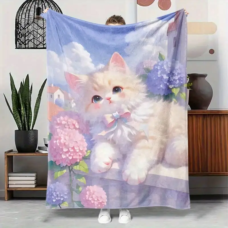 Очаровательный пушистый плед с котенком и гортензиями — мягкий плед в пастельных тонах для уютного домашнего декора
Очаровательный пушистый плед с котенком и гортензиями — мягкий плед в пастельных тонах для уютного домашнего декора