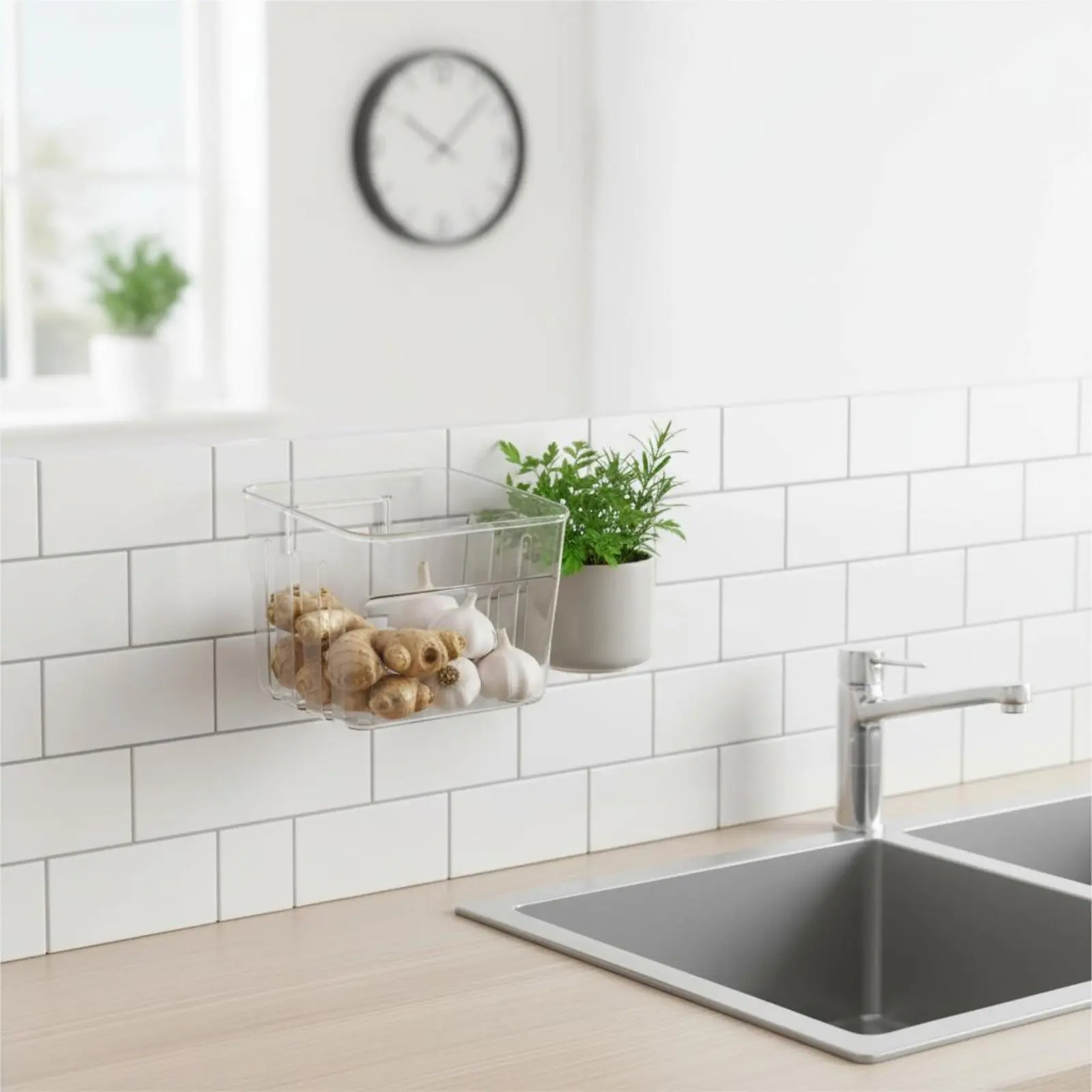 Root Vegetable Garlic Storage Container Versatile Placement Hanging Storage Basket Adhesive Kitchen Holder Wide Opening
Root Vegetable Garlic Storage Container Versatile Placement Hanging Storage Basket Adhesive Kitchen Holder Wide Opening