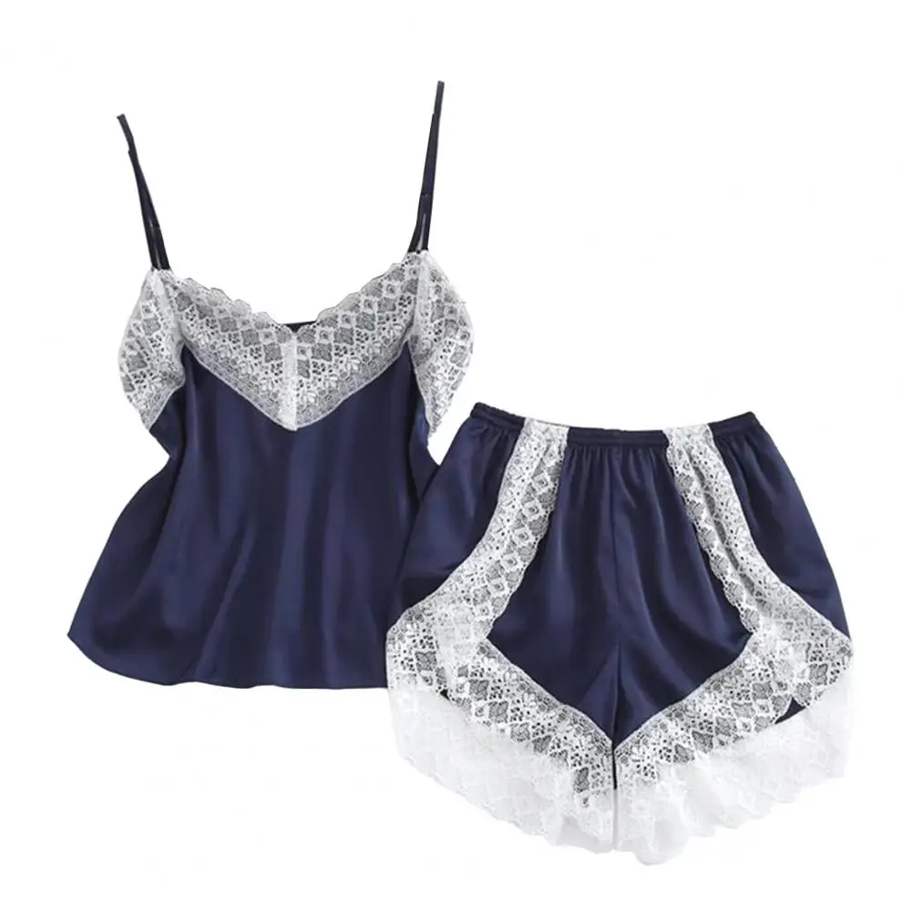 Women Satin Pajama Set Lace Trim Pajamas Women’s Lace Trim Pajama Set V Neck Cami Tank Top Shorts Summer Sexy Lounge Sleepwear
Women Satin Pajama Set Lace Trim Pajamas Women’s Lace Trim Pajama Set V Neck Cami Tank Top Shorts Summer Sexy Lounge Sleepwear