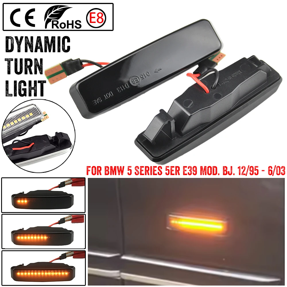 12V 2pcs Car Dynamic LED Turn Signal Side Marker Lights Fit For BMW 5 Series E39 Flowing Sequential Blinker Light
12V 2pcs Car Dynamic LED Turn Signal Side Marker Lights Fit For BMW 5 Series E39 Flowing Sequential Blinker Light