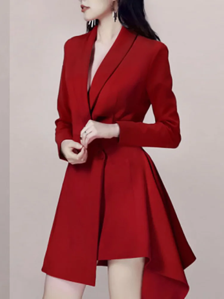 2023 Autumn Women's Dress New Fashion Lapel Slim Belt Waist Long Sleeve Red Irregular Mini Dresses Elegant Female O327
2023 Autumn Women's Dress New Fashion Lapel Slim Belt Waist Long Sleeve Red Irregular Mini Dresses Elegant Female O327