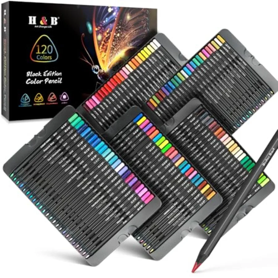 120-Color Colored Pencils Set with Metallic Colors Soft Core, Pre-Sharpened Shading and Blending Pencils for Adults, Artists an
120-Color Colored Pencils Set with Metallic Colors Soft Core, Pre-Sharpened Shading and Blending Pencils for Adults, Artists an
