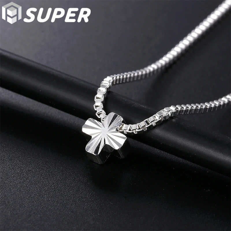 925 Sterling Silver Four Leaf Clover Pendant Box Chain Necklace For Women Man Fashion Wedding Party Charm Jewelry
925 Sterling Silver Four Leaf Clover Pendant Box Chain Necklace For Women Man Fashion Wedding Party Charm Jewelry