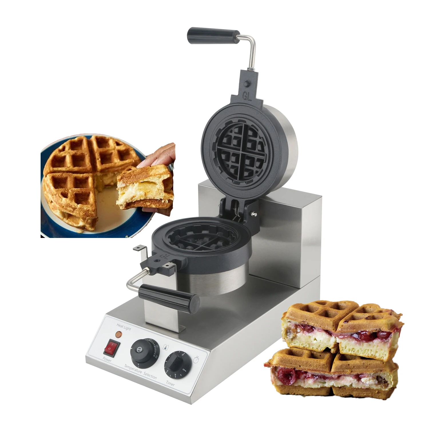 High Quality Commercial Stuffed Belgian Waffle Maker Professional Round Waffle Machine