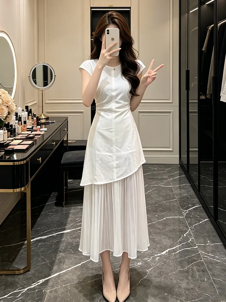 Korean Minimalist Design Women's Dress Summer New Waist-Cinching Slimming Sleeveless Splicing Mesh Skirt Casual Style Polyest...
Korean Minimalist Design Women's Dress Summer New Waist-Cinching Slimming Sleeveless Splicing Mesh Skirt Casual Style Polyest...