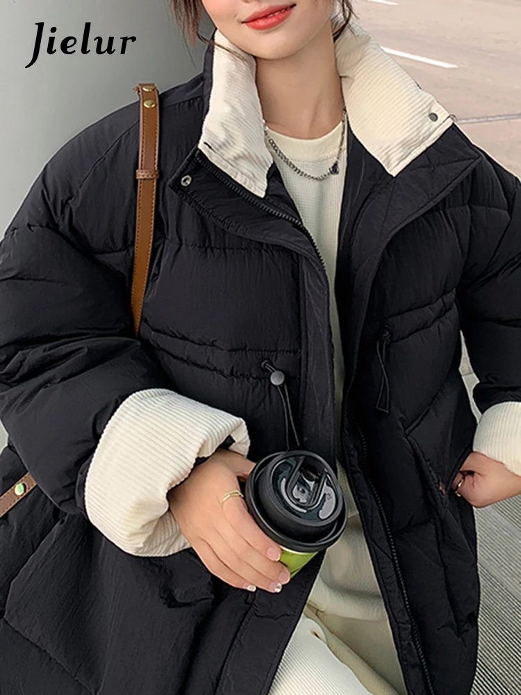 Jielur Winter Loose Drawstring Slim Women's Parkas Office Lady Spell Color Single Breasted Chic Zipper Female Parkas White Black
Jielur Winter Loose Drawstring Slim Women's Parkas Office Lady Spell Color Single Breasted Chic Zipper Female Parkas White Black